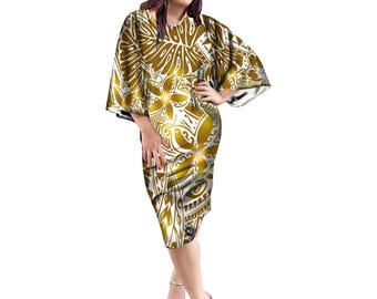 Polynesian Tribal Island Dress Plus Size Women Dress 6XL New Design Custom 3/4 Butterfly Sleeve Casual Dress