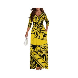 knee length dresses for ladies Samoa 685 Couples Matching Off The Shoulder Long Sleeve Dress and Hawa