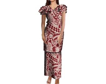 New Arrivals Halter Sleeveless Prom Party Dress Slit Slim Fit Long Maxi Dress Plus Size Womens Clothing Custom Polynesian Dress