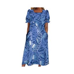 New Design Large Size Micronesian Mumu Dress Custom Polynesian Tribal Print Sleeve Dress With Pockets