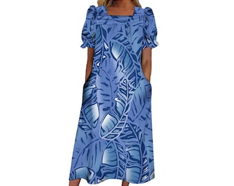 Micronesian Women's Mumu Dress, Lightweight Polyester With Zipper