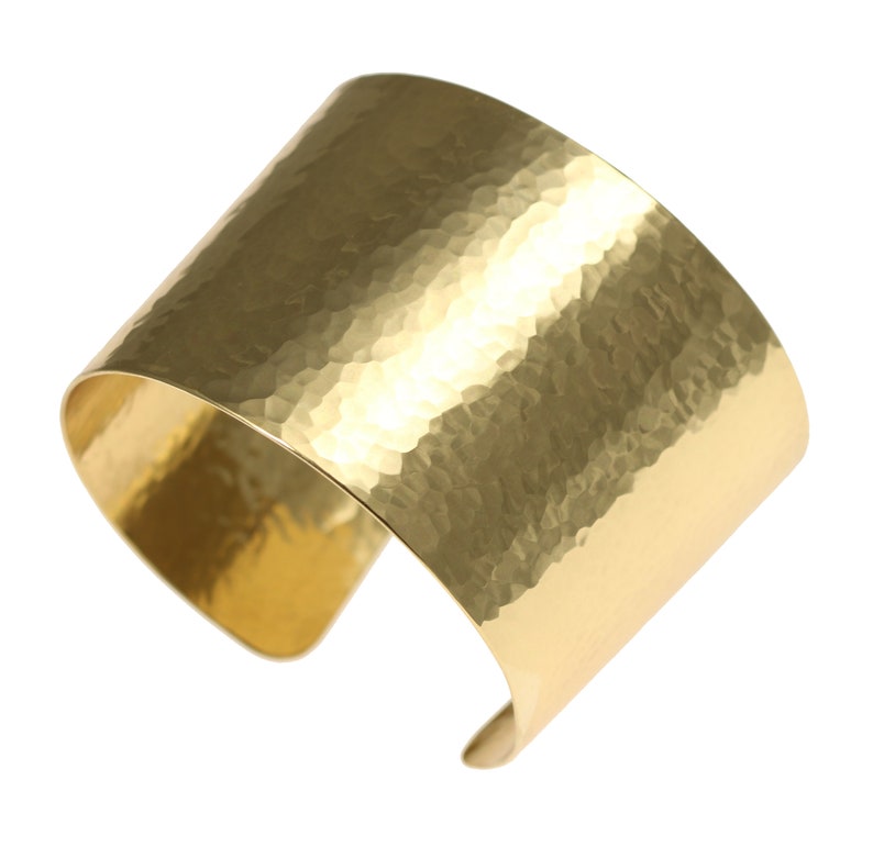 Hammered Gold Cuff Bracelet Wide Gold Cuff Statement Gold Etsy