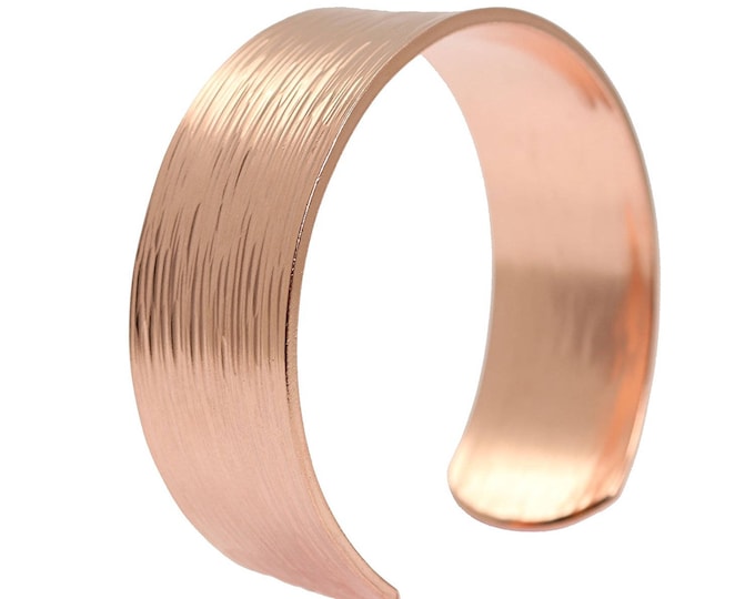 Chased Copper Cuff Bracelet - 3/4" Wide Copper Cuff Bracelet - 100% Uncoated Solid Copper Cuff