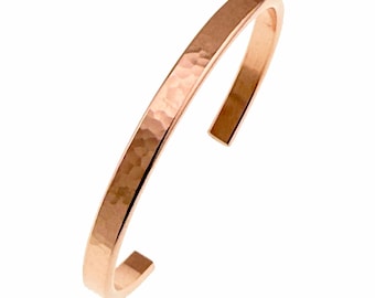 Thin Hammered Copper Cuff Bracelet - Uncoated Solid Copper