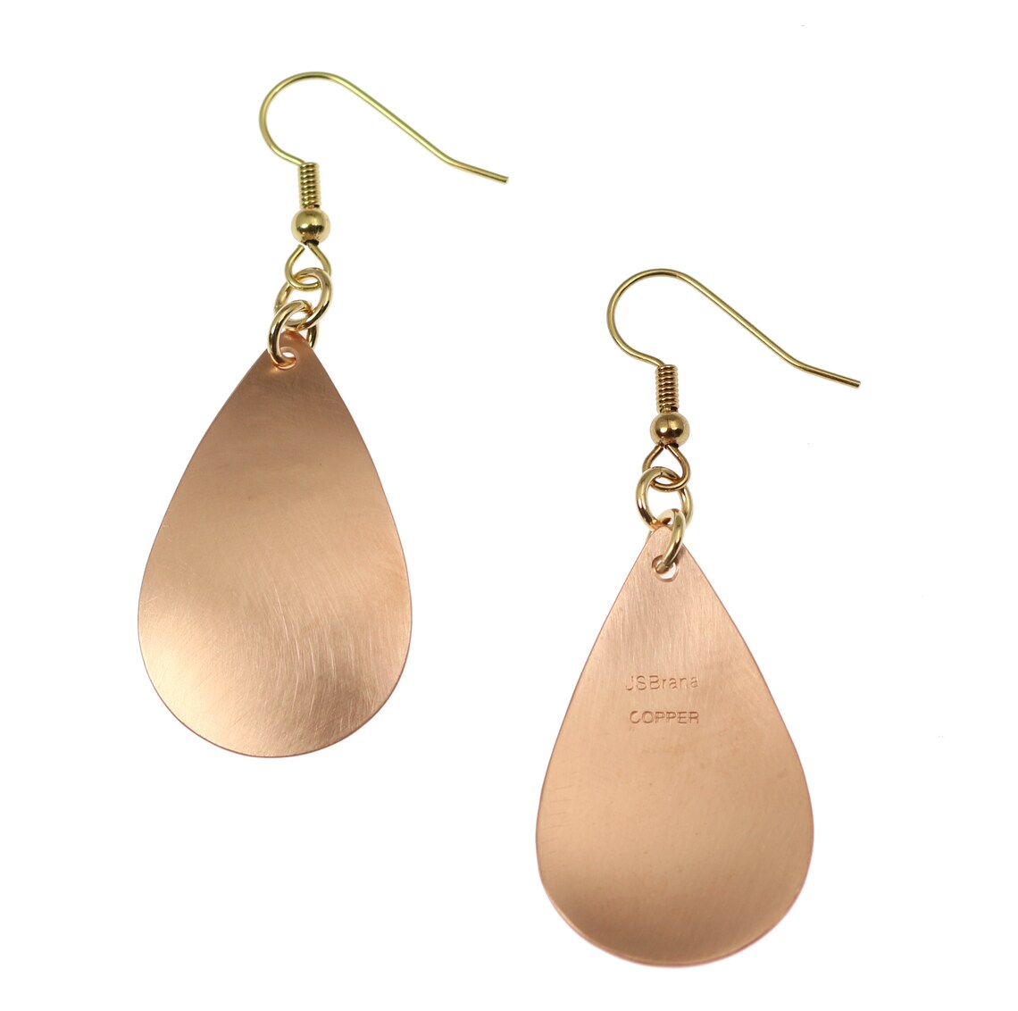 Brushed Copper Teardrop Earrings Copper Drop Earrings Copper Etsy