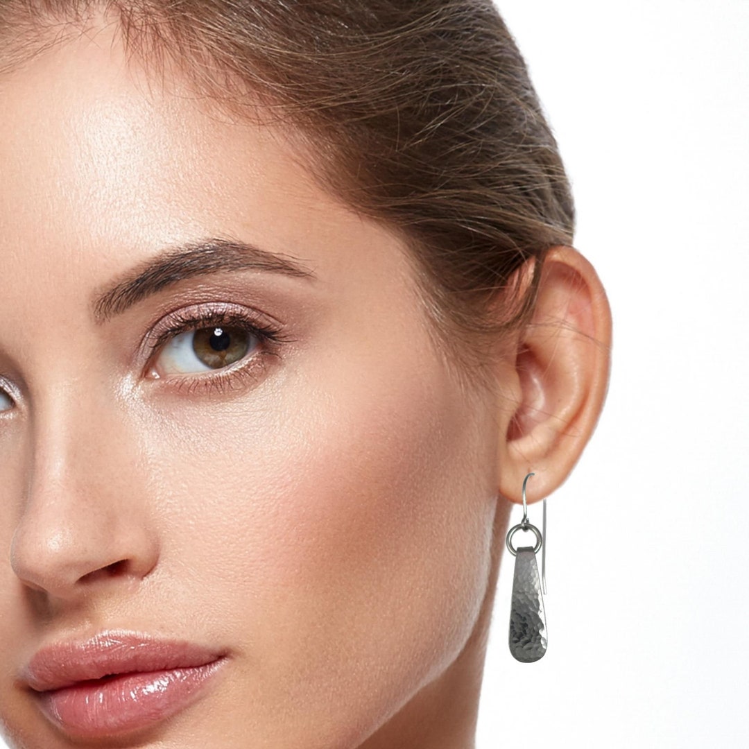 11th Anniversary Stainless Steel Teardrop Earrings, Gift for Wife