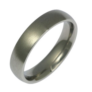 Brushed Stainless Steel Mens Wedding Band: Comfort Fit Ring 5mm