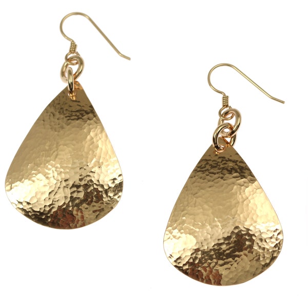 Boucles d’oreilles en bronze martelé Tear Drop, boucles d’oreilles en bronze martelé Teardrop, boucles d’oreilles en bronze Teardrop, cadeaux du 8e anniversaire de mariage