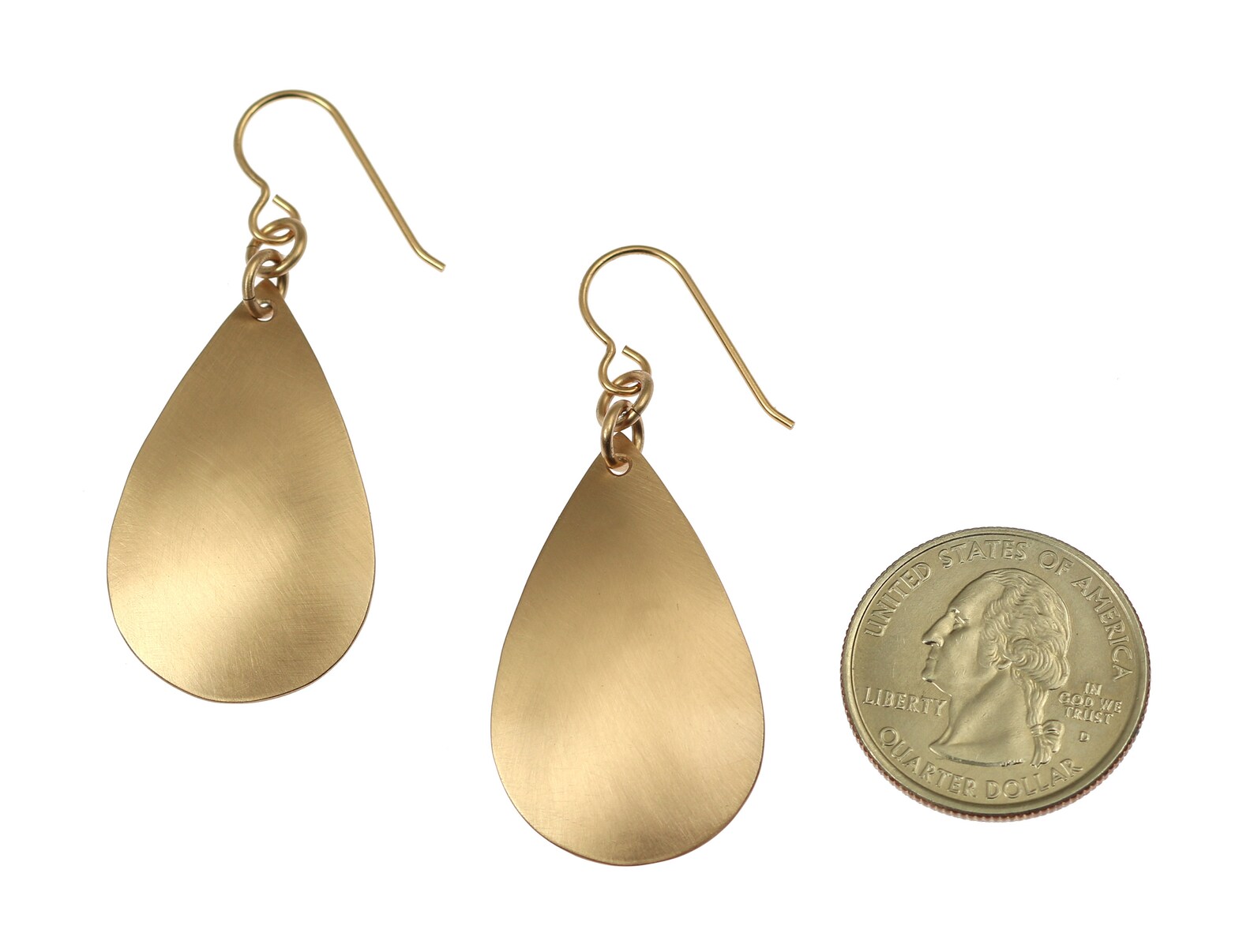 Small Brushed Bronze Teardrop Earrings Bronze Drop Earrings Etsy
