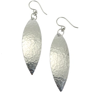 10 Year Anniversary Gift Hammered Aluminum Leaf Earrings 10th Anniversary Gift For Her Ten Year Anniversary Gift Aluminum Anniversary