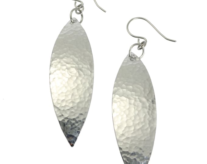 Hammered Aluminum Leaf Earrings 10th Anniversary Gift For Her