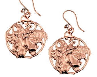 Copper Lily Disc Earrings: Art Nouveau Floral Statement Jewelry
