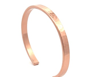 Thin Hammered Copper Cuff Bracelet - Hammered Copper Cuff - 100% Uncoated Solid Copper Cuff