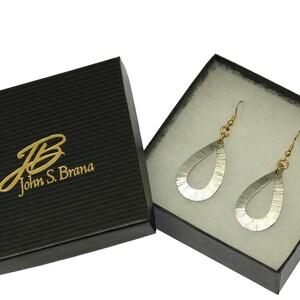 Chased Aluminum Open Teardrop Earrings in a Black Gift Box
