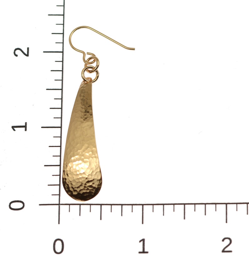 Hammered Bronze Long Teardrop Earrings Bronze Drop Earrings Etsy