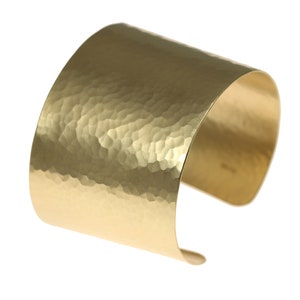Matte Hammered Gold Cuff Bracelet: Wide Brushed Brass Bangle