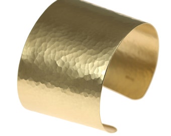 Matte Finished Hammered Gold Cuff Bracelet,  Brushed Wide Gold Cuff, Statement Gold Cuff, Gold Cuffs, Hammered Nu Gold Brass Cuff Bracelets