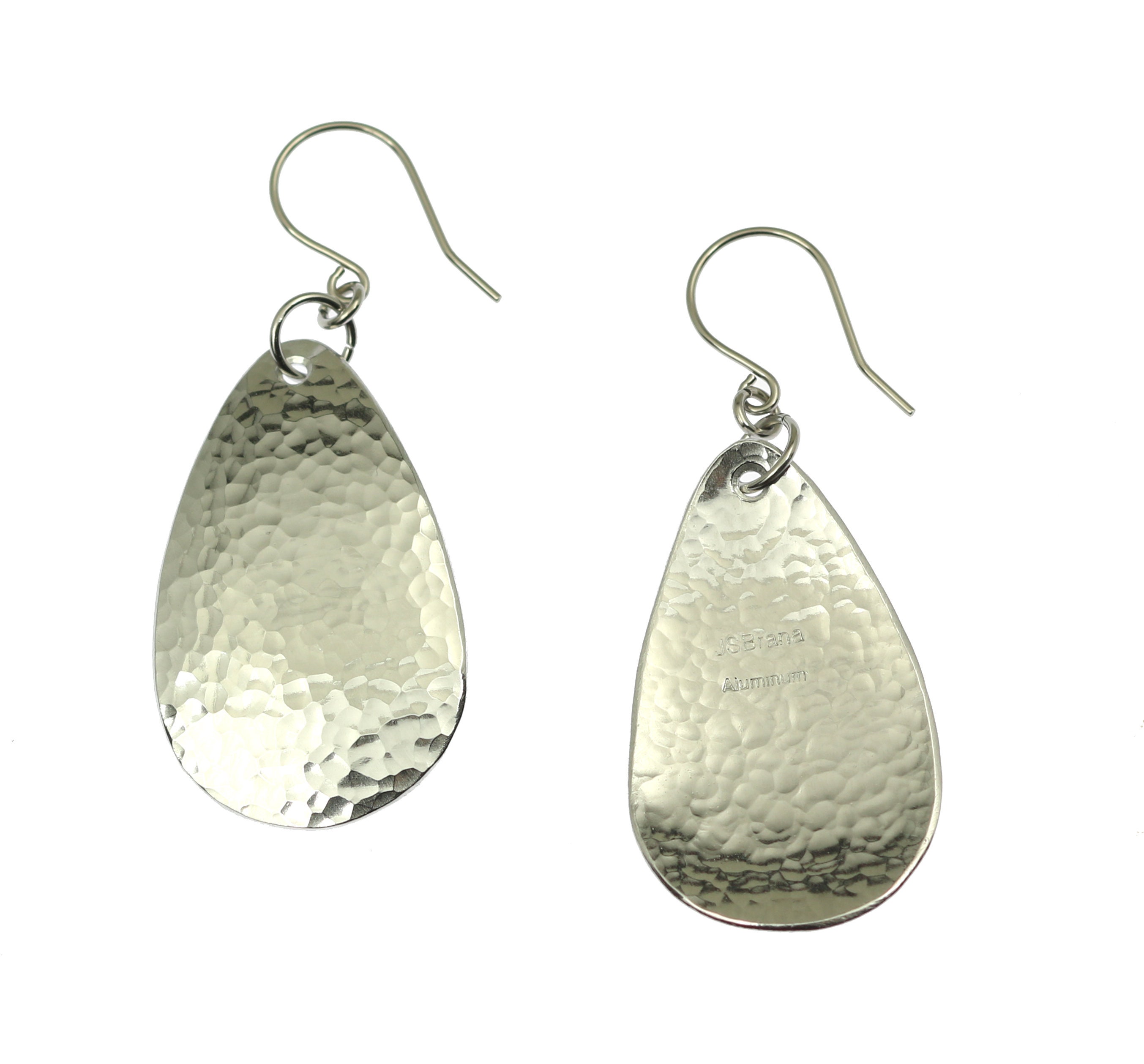 10 Year Anniversary Gift Hammered Aluminum Teardrop Earrings 10th
