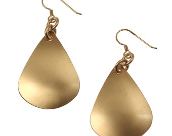 Large Brushed Bronze Teardrop Earrings, Brushed Bronze Earrings, Teardrop Earrings, Brushed Bronze Jewelry, 8th Wedding Anniversary Gifts