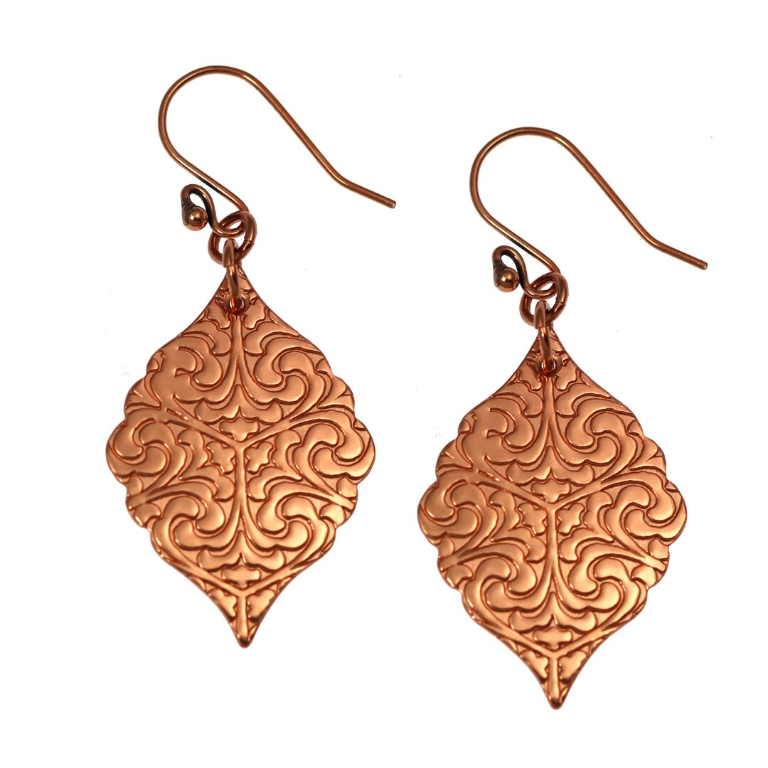 Copper Earrings, Handmade Copper Dangle Earrings for Women, Copper Drop