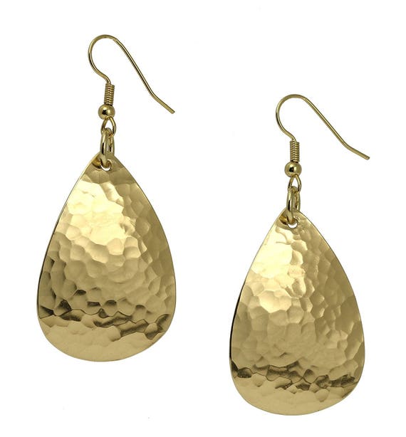 Hammered Drop Earrings w/ 14kt Gold — Hamilton Williams Ceramics