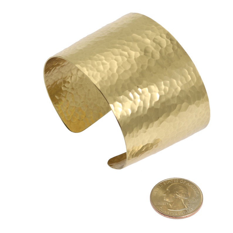 1 3/4 Inch Wide Hammered Gold Cuff Bracelet by John S Brana Handmade Jewelry image 6