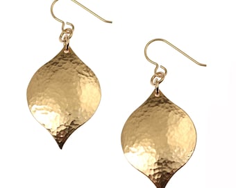 Hammered Bronze Marrakesh Drop Earrings, Hammered Bronze Earrings, Bronze Arabesque Earrings, Bronze Jewelry, 8th Wedding Anniversary