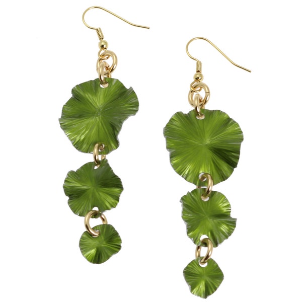 Cadeau d’anniversaire de 10 ans Boucles d’oreilles lustre nénuphar vert Cadeau de 10e anniversaire pour son cadeau d’anniversaire de dix ans Anniversaire en aluminium