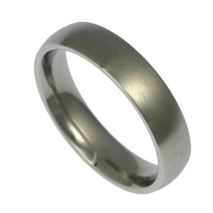 Brushed Stainless Steel Mens Wedding Band:  Unisex Comfort Fit Ring 5mm