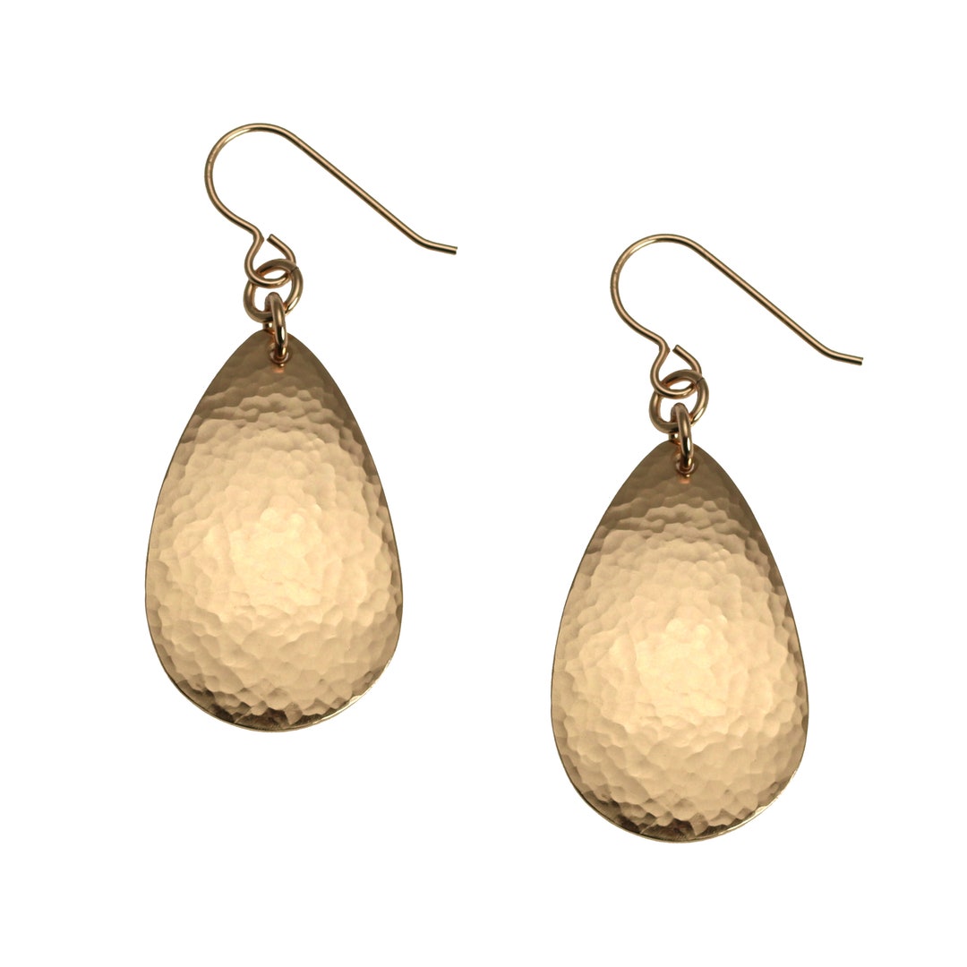 Hammered Bronze Teardrop Earrings Bronze Drop Earrings Etsy