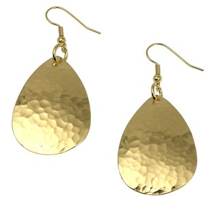 Hammered Gold Teardrop Earrings, Hammered Gold Earrings, Hammered Brass Dangle Earrings ...