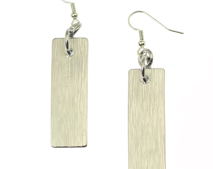 Aluminum Bark Dangle Earrings - Silver Tone Dangle Earrings - Makes a Great 10th Wedding Anniversary Gift! -Hypoallergenic Earrings