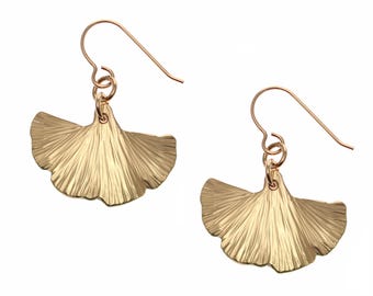 Gold Ginkgo Leaf Earrings For Women - Crystal Blue Gradient, Hoop Style, Feng Shui Lucky Jewelry - View #8
