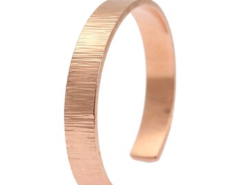 10mm Wide Chased Copper Cuff Bracelet - Uncoated Solid Copper Cuff - Gifts for Her - Gifts for Him - 7 Year Anniversary Gifts