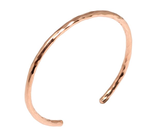 Thin Rustic Copper Cuff Bracelet 3mm Diameter