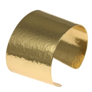 1 3/4 Inch Wide Hammered Gold Cuff Bracelet by John S Brana Handmade Jewelry image 5