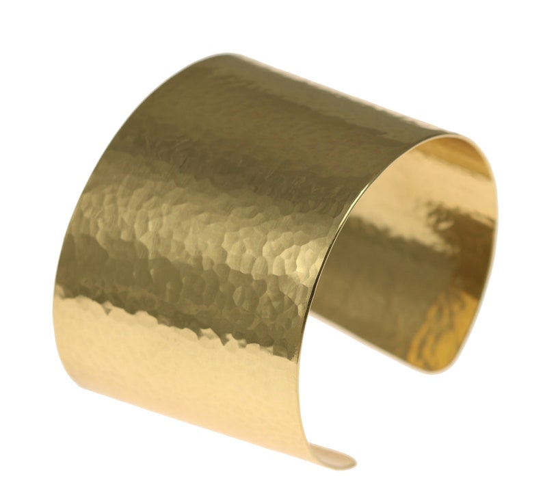 1 3/4 Inch Wide Hammered Gold Cuff Bracelet by John S Brana Handmade Jewelry image 5