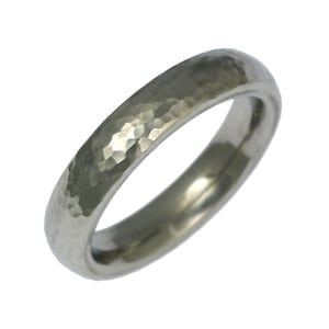 Hammered Stainless Steel Mens Wedding Ring - Comfort Fit