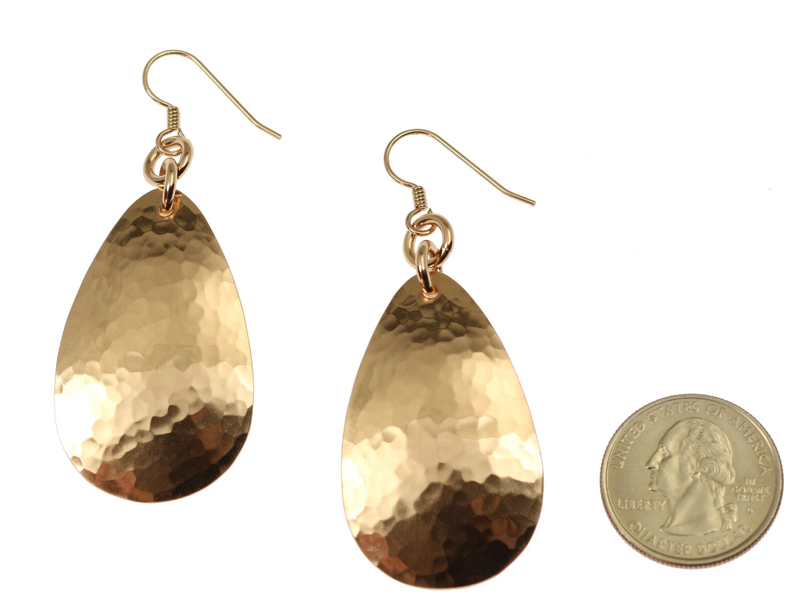 Large Hammered Bronze Earrings Hammered Teardrop Bronze Etsy