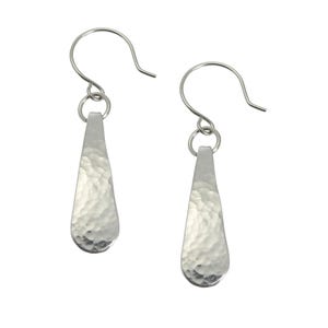 Mini Aluminum Earrings, Hammered Silver-tone Dangles, Lightweight Everyday Jewelry, 10 Year Anniversary Gift