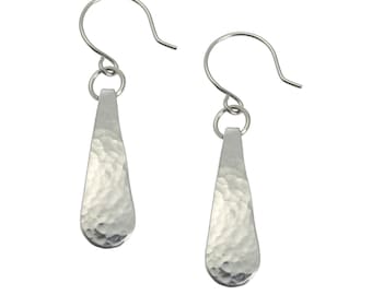 Mini Aluminum Earrings, Hammered Silver-tone Dangles, Lightweight Everyday Jewelry, 10 Year Anniversary Gift