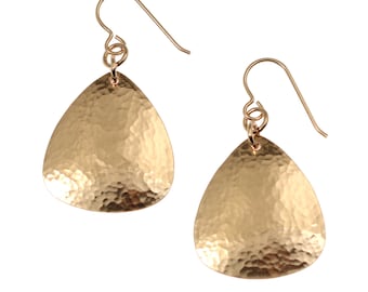 Pendientes colgantes de bronce martillado, pendientes colgantes de bronce, pendientes colgantes de bronce, joyas de bronce martillado, 8º aniversario de bodas