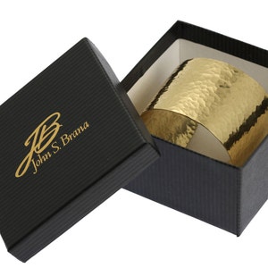 1 3/4 Inch Wide Hammered Gold Cuff Bracelet by John S Brana Handmade Jewelry image 8