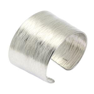 Aluminum Bark Cuff Bracelet, Silver Tone Hypoallergenic Bracelet, Makes a Beautiful 10th Wedding Anniversary Gift!