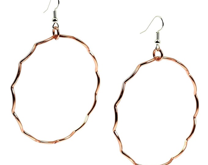 Large Corrugated Copper Hoop Earrings, Copper Hoop Earrings, Large Copper Hoop Earrings, Copper Earrings, 7th Anniversary Gifts for Her