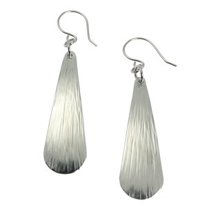 10 Year Anniversary Gift Chased Long Aluminum Teardrop Earrings 10th Anniversary Gift For Her Ten Year Anniversary Gift Aluminum Anniversary