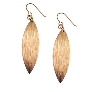 Bronze Bark Leaf Dangle Earrings: Boho Chic Bronze Jewelry