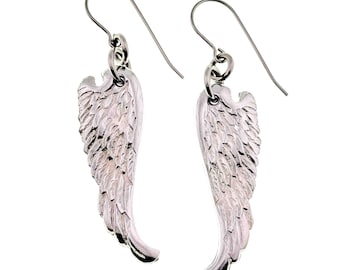 Aluminum Angel Wing Dangle Earrings: Boho Statement Jewelry