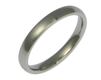 Brushed Stainless Steel Mens Wedding Band: Comfort Fit Ring, 3mm
