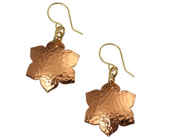 Hammered Copper Arabesque Flower Earrings, Hammered Copper Moroccan Earrings, Copper Arabesque Earrings, Copper Earrings, 7th Anniversary